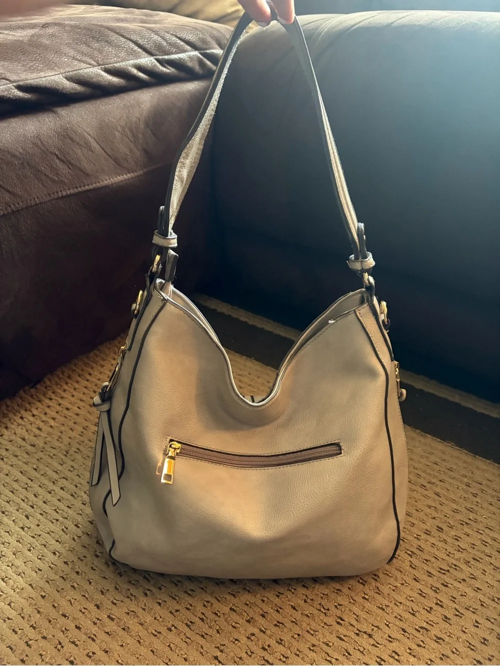 Taupe Shoulder Hobo Bag